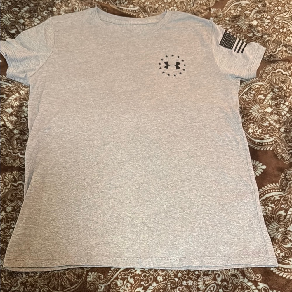 Under Armour Gray T-Shirt with Flag Detail